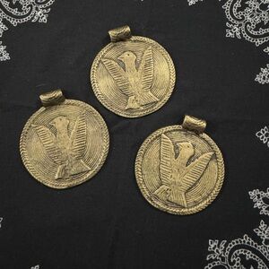 HANDMADE BRASS ETHIOPIA PENDANT AFRICAN TRADE BEADS BIRD 2” - one pendant